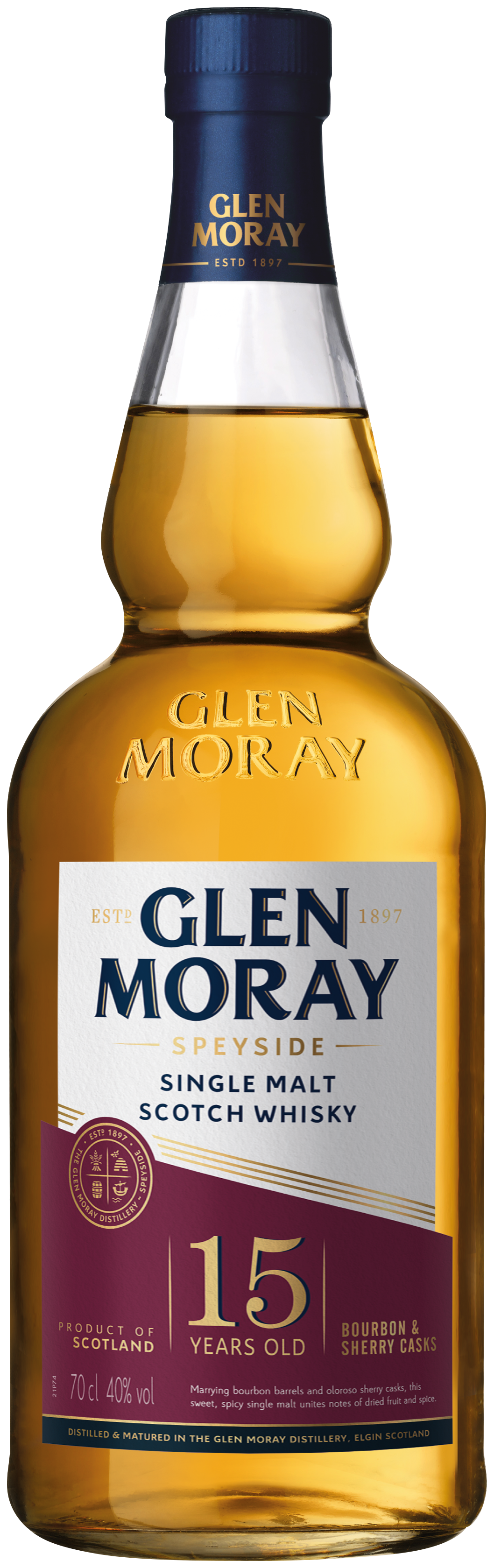 Glen Moray Speyside Single Malt Scotch Whisky 15 Years (American & Sherry Casks)