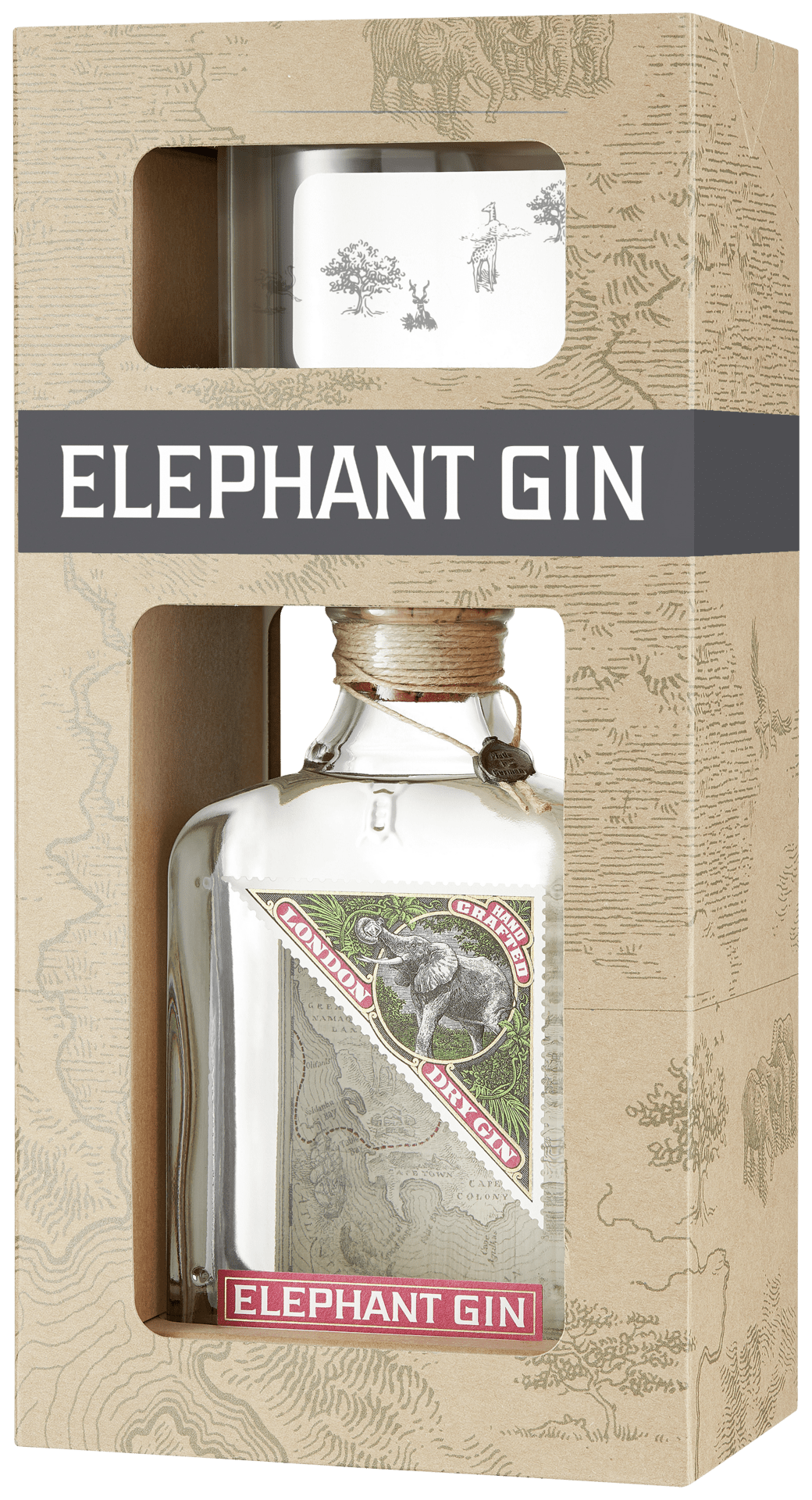 ELEPHANT GIN LONDON DRY mit Glas in Geschenkverpackung