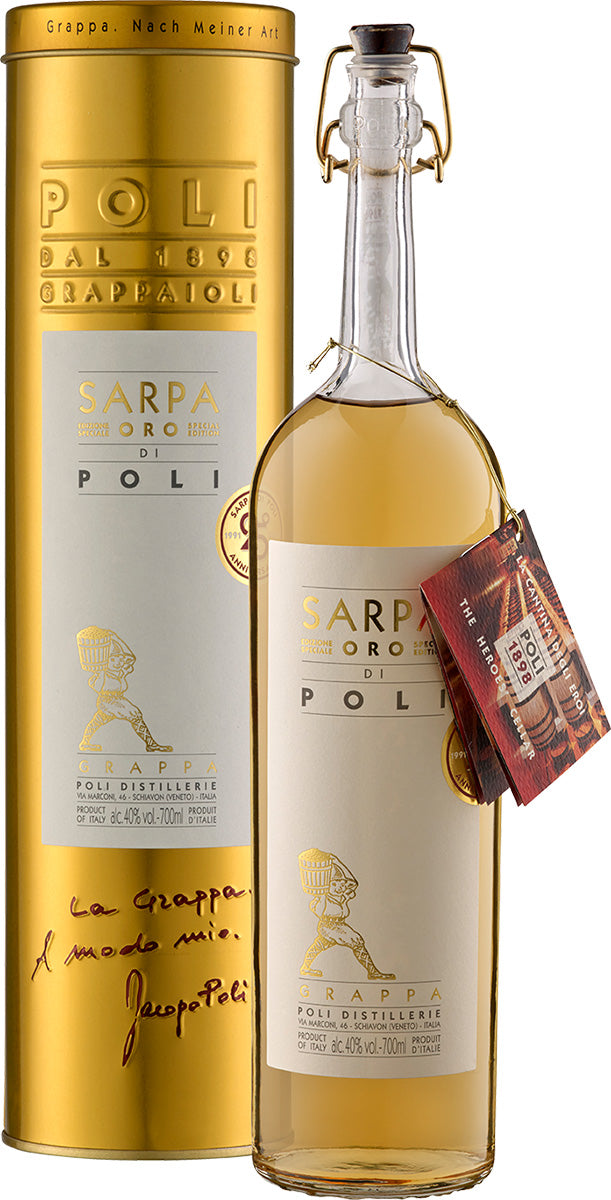 Grappa Sarpa Barrique Oro di Poli in Geschenkröhre - StillWine GmbH